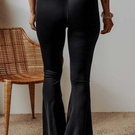 Solid V-Shape High Waist Flared Leggings