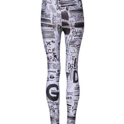 Dolce & Gabbana White Graphic HighWaist Skinny Leggings Pants