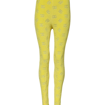 Dolce & Gabbana Yellow Logo Slim Fit Leggings Pants