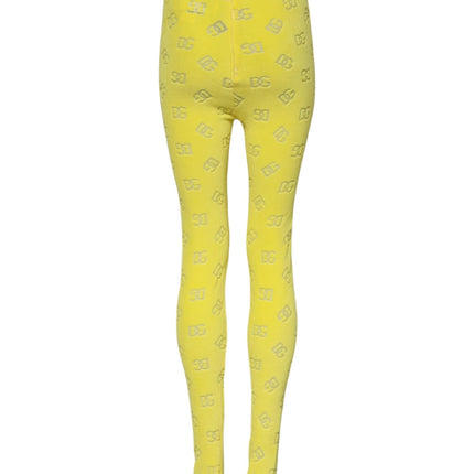 Dolce & Gabbana Yellow Logo Slim Fit Leggings Pants