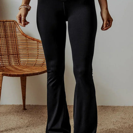Dark Grey V Shape High Waist Flared Leggings