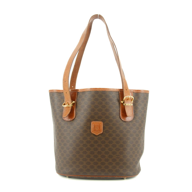 Celine Brown Macadam PVC x Leather Shoulder Bag #9412