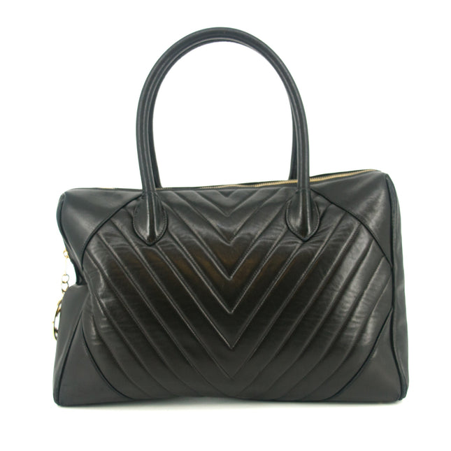 Chanel Black Lambskin V Stiched Shoulder Bag #9426