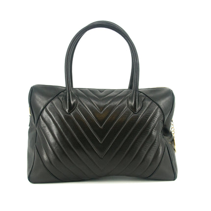 Chanel Black Lambskin V Stiched Shoulder Bag #9426