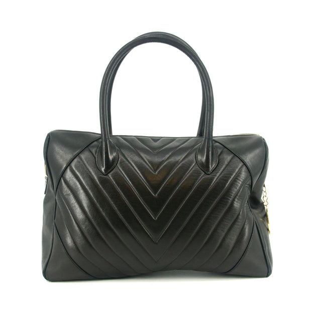 Chanel Black Lambskin V Stiched Shoulder Bag #9426