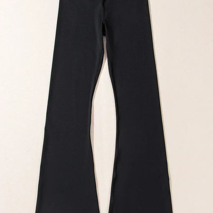 Dark Grey V Shape High Waist Flared Leggings