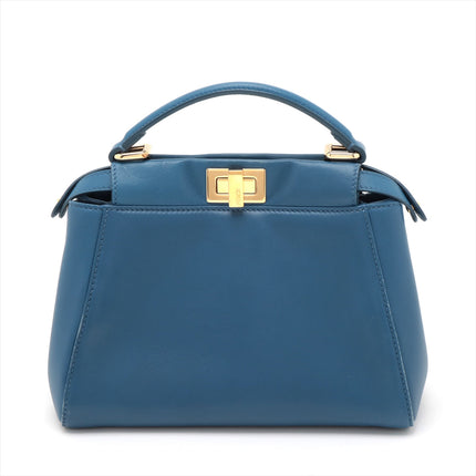 Fendi Mini Peek-a-boo Leather 2 Way Handbag Blue 8BN244 -#2501