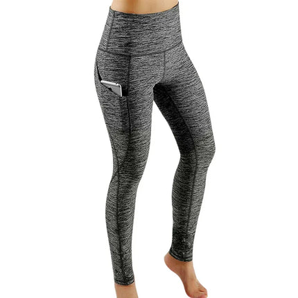 High Waist Elastic Workout Leggings Tummy Control Ruched Booty With Pocket