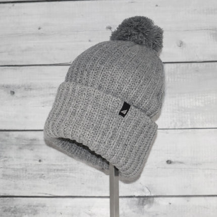 Adult Acrylic Ribbed Cuff with Matching Pom Hat