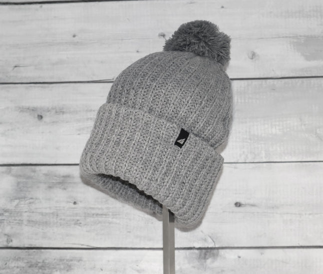 Adult Acrylic Ribbed Cuff with Matching Pom Hat