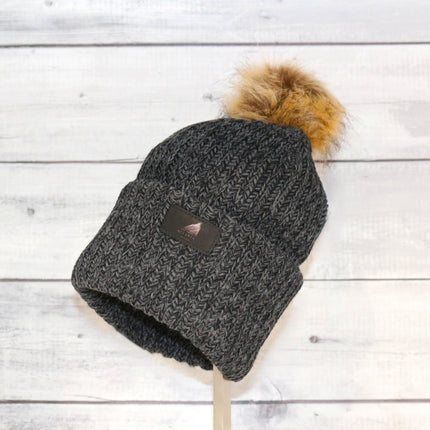 Adult Acrylic Ribbed Cuff with Pom Hat