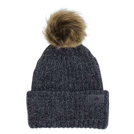Adult Acrylic Ribbed Cuff with Pom Hat