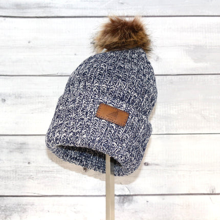 Adult Acrylic Ribbed Cuff with Pom Hat