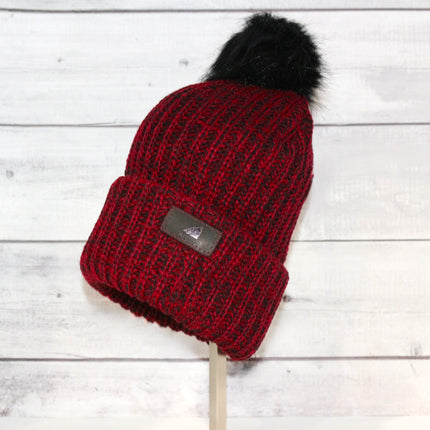 Adult Acrylic Ribbed Cuff with Pom Hat