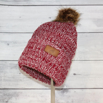 Adult Acrylic Ribbed Cuff with Pom Hat