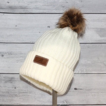 Adult Acrylic Ribbed Cuff with Pom Hat