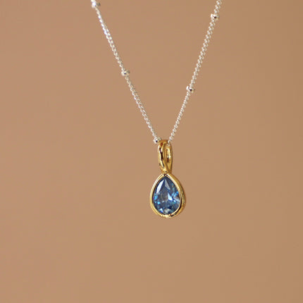 AQUA TEARDROP NECKLACE