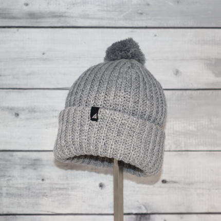 Child Acrylic Ribbed Cuff with Matching Pom Hat