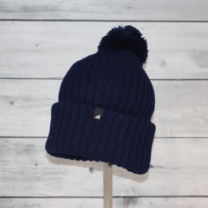 Child Acrylic Ribbed Cuff with Matching Pom Hat