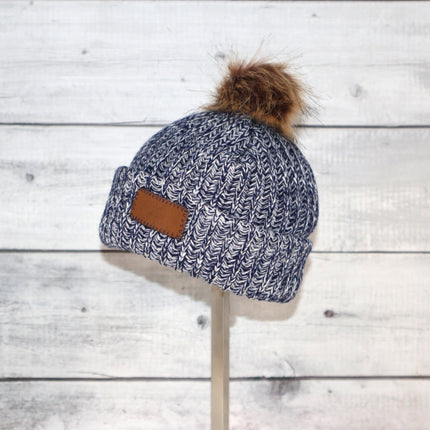 Infant Acrylic Ribbed Cuff with Pom Hat