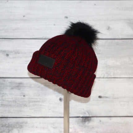 Infant Acrylic Ribbed Cuff with Pom Hat