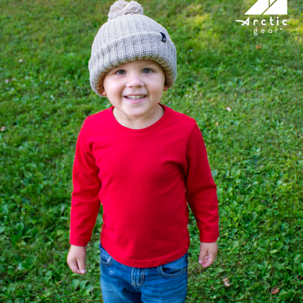 Child Acrylic Ribbed Cuff with Matching Pom Hat