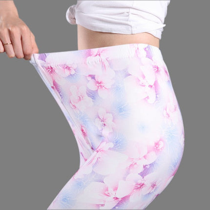 Spring and Summer Printed Milk Silk Leggings
