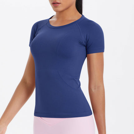 Women Short Sleeve round Neck Exercise T shirt Running Fitness Top Skin Friendly Slim Breathable Yoga Short Sleeve