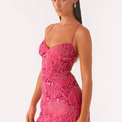 Women Clothing Sequined Embroidered Dress Sexy Backless Spaghetti Straps Dress Wome Summer