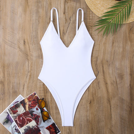 One Piece Swimsuit Women V neck Adjustable Shoulder Strap Sexy Tight Swimsuit High Grade Spring Swimsuit