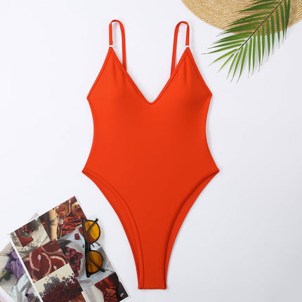 One Piece Swimsuit Women V neck Adjustable Shoulder Strap Sexy Tight Swimsuit High Grade Spring Swimsuit