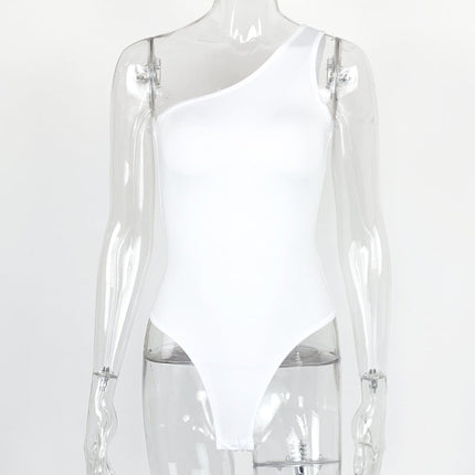 Summer Women Clothing Sexy One-Shoulder Onesie Slim Fit Backless Sleeveless Diagonal Collar Top