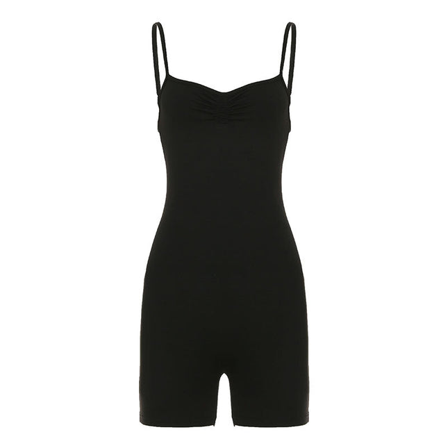 Summer Women Street Sports Solid Color Romper Corset Yoga Fitness Casual Jumpsuit