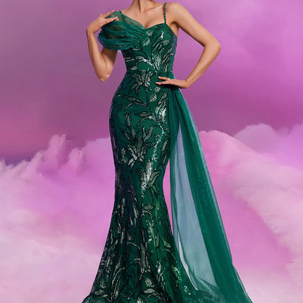 Elegant Sequin Ribbon V neck Strap Elegant Gorgeous Noble Cocktail Formal Dinner Dress