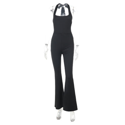 Sexy Backless Halter Tight Bootcut Pants Jumpsuit Women Women Clothing