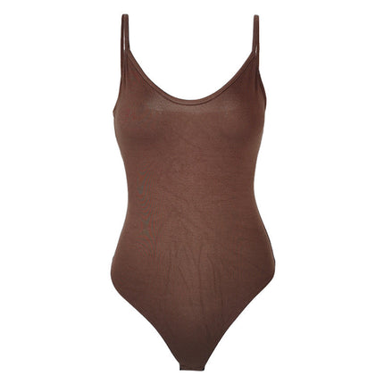 Sexy Tight T Shaped Bottoming Women Clothing Summer Backless V neck Strap Bodysuit Bodysuit