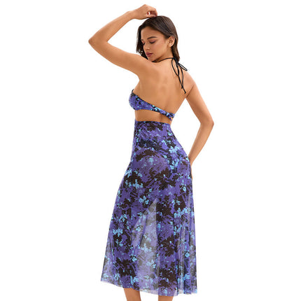 Women Two Piece Set Swimsuit Sexy Backless Triangle Split Swimsuit