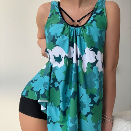 Ladies Floral Print Swimsuit Bikini Two Piece Set