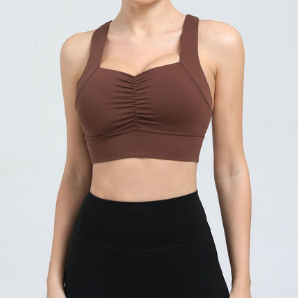 Autumn Sand Nude Feel Yoga Vest Beauty Back Quick Drying High Strength Underwear Sports Running Fitness Sports Bra