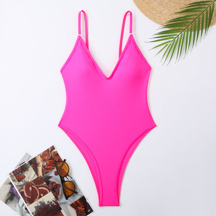One Piece Swimsuit Women V neck Adjustable Shoulder Strap Sexy Tight Swimsuit High Grade Spring Swimsuit