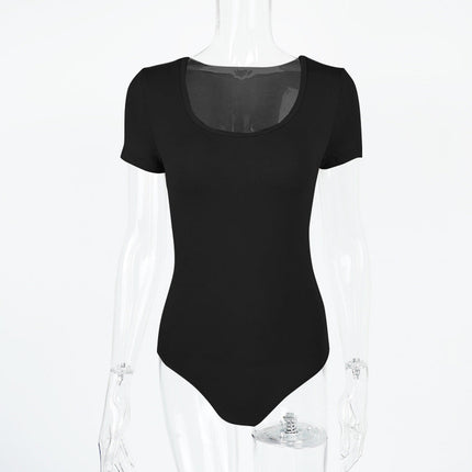 Fall Trendy Women Clothing Sexy Slim Fit Rayon U Neck Long Sleeved Adult Bodysuit