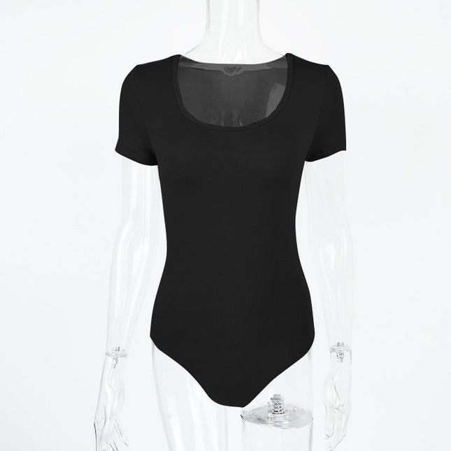 Fall Trendy Women Clothing Sexy Slim Fit Rayon U Neck Long Sleeved Adult Bodysuit