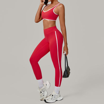 Contrast Color Binding Nude Feel Yoga Beauty Back Tight Quick Drying Workout Clothes Outdoor Sports Two Piece Sets