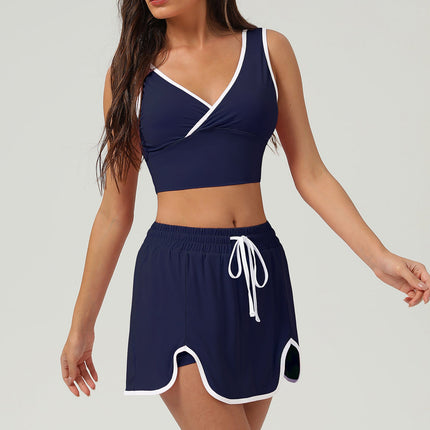 Summer Sports Casual Suit Running Exercise Vest Short Skirt Golf Suit Badminton Tennis Women