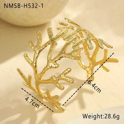 Ocean Coral Starfish Shell Exaggerated Titanium Steel Bracelet Stainless Steel 18K Gold Plating Bracelet