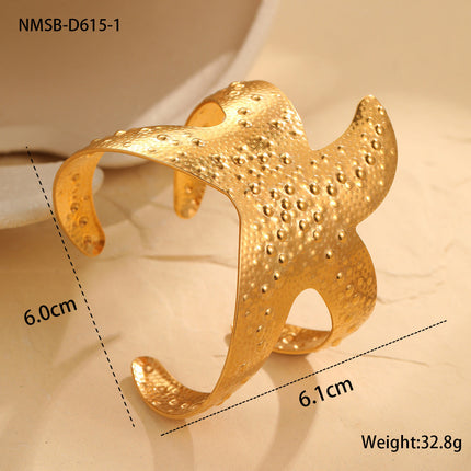 Ocean Coral Starfish Shell Exaggerated Titanium Steel Bracelet Stainless Steel 18K Gold Plating Bracelet