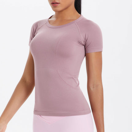 Women Short Sleeve round Neck Exercise T shirt Running Fitness Top Skin Friendly Slim Breathable Yoga Short Sleeve