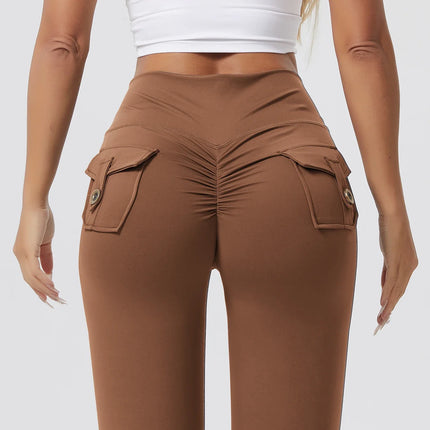 Women's Workout Cargo Leggings With Pocket Tights Active Wear Butt Lift Yoga Clothes