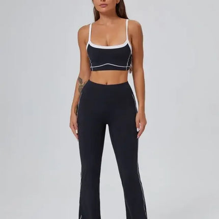 Seamless Yoga Sets High Waist Hip-lifting Flared Pants Backless Bra Leggings Sets for Women