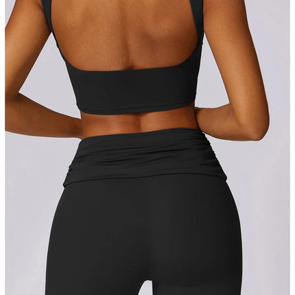 Women Athletic Wear High Waist Leggings And Top Two Piece Set Seamless Gym Tracksuit